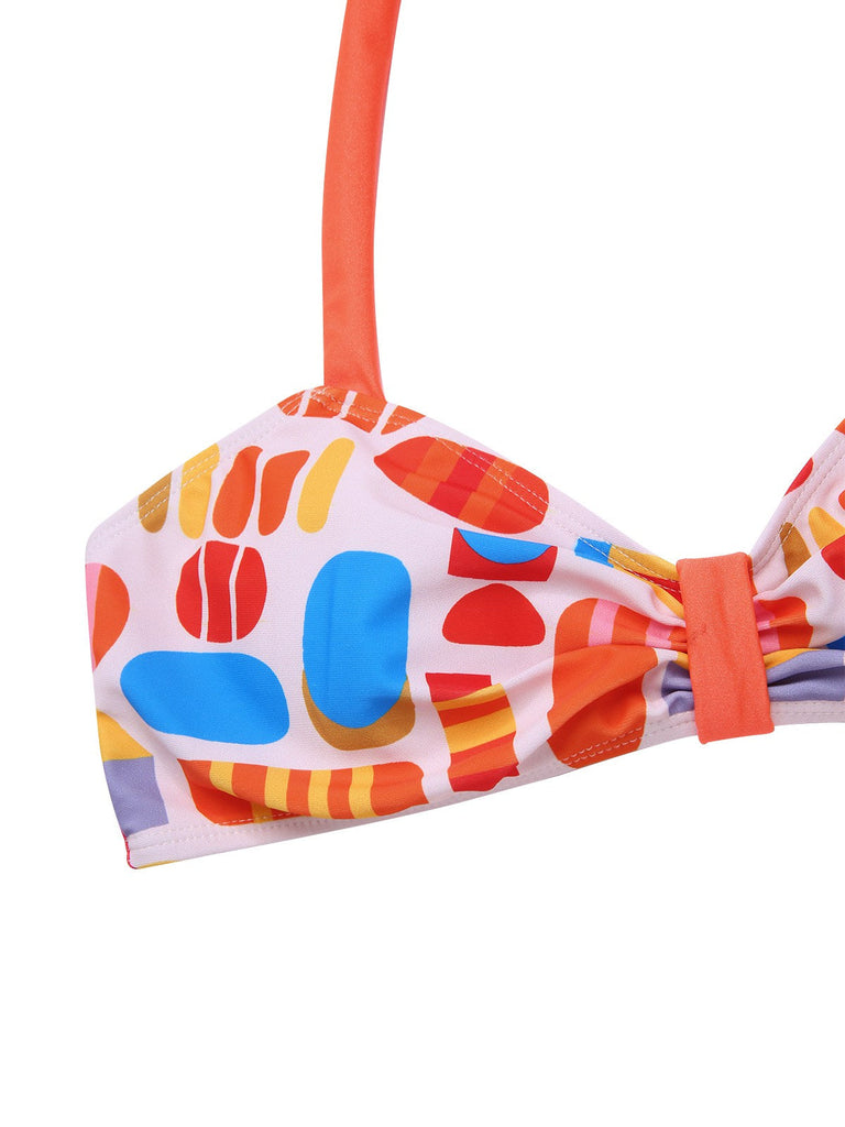 [Prévente] Ensemble de bikinis géométriques abstraits multicolores années 1970