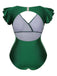 [Prévente] [Grande Taille] Maillot de bain vert manches volantées et dos creux années 1930