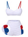[Prévente] Ensemble de bikinis à nœuds blanc rouge et bleu des années 1930