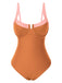 Maillot de bain une pièce à bretelles colorblock des années 1980