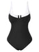 Maillot de bain une pièce à bretelles colorblock des années 1980