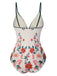 Maillot de bain une pièce fleuri à bretelles en trou de serrure années 1950