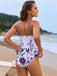 Maillot de bain une pièce fleuri à bretelles en trou de serrure années 1950