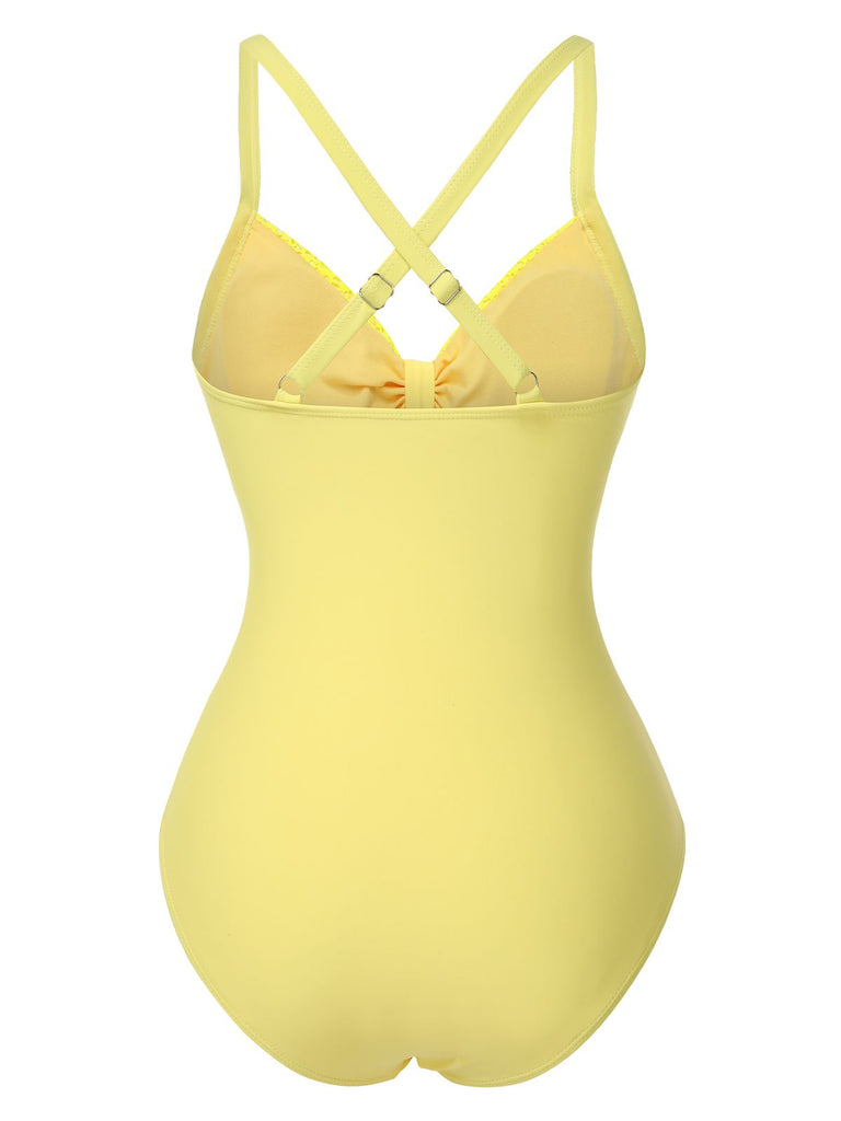 Maillot de bain une pièce à bretelles spaghetti et dos croisé des années 1950
