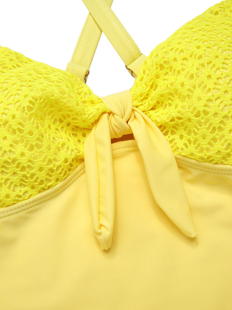 Maillot de bain une pièce à bretelles spaghetti et dos croisé des années 1950