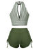 Maillot de bain à rayures creuses col rond des années 1950