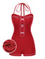 [Prévente] Maillot de bain dos nu rouge uni des années 1940