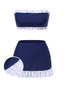 [Prévente] Maillot de bain bandeau à volants bleu foncé des années 1960