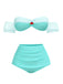 [Prévente] Ensemble bikini bouffant à fleurs Princesse Belle vert clair années 1970