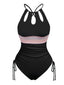 Maillot de bain col trou de serrure et liens croisés des années 1950