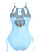 Maillot de bain col trou de serrure et liens croisés des années 1950