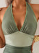 Maillot de bain décolleté dos nu froncé vert des années 1950