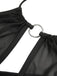 [Prévente] Ensemble bikini noir motif crâne col licou et cache-maillot années 80