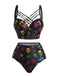 [Prévente] Ensemble bikini noir gothique avec tête de mort années 1980