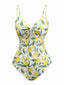 Maillot de bain une pièce citron et nœud jaune années 1950