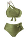 Ensemble bikini asymétrique en tissu texturé et perles des années 1950