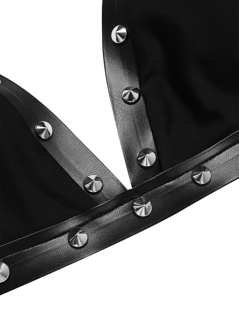 [Prévente] Ensemble bikini noir à rivets style gothique des années 1980