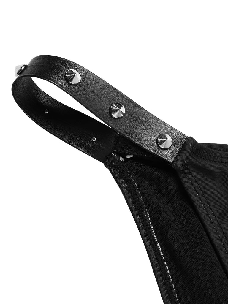 [Prévente] Ensemble bikini noir à rivets style gothique des années 1980