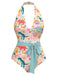 [Prévente] Maillot de bain dos nu multicolore imprimé dinosaures des années 1950