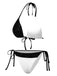 [Prévente] Ensemble de bikini patchwork à paillettes noir et blanc années 1940