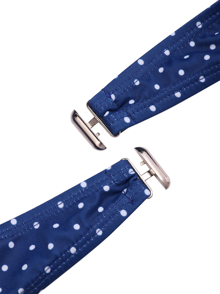 [Prévente] Maillot de bain bleu à pois dos nu volants style années 50