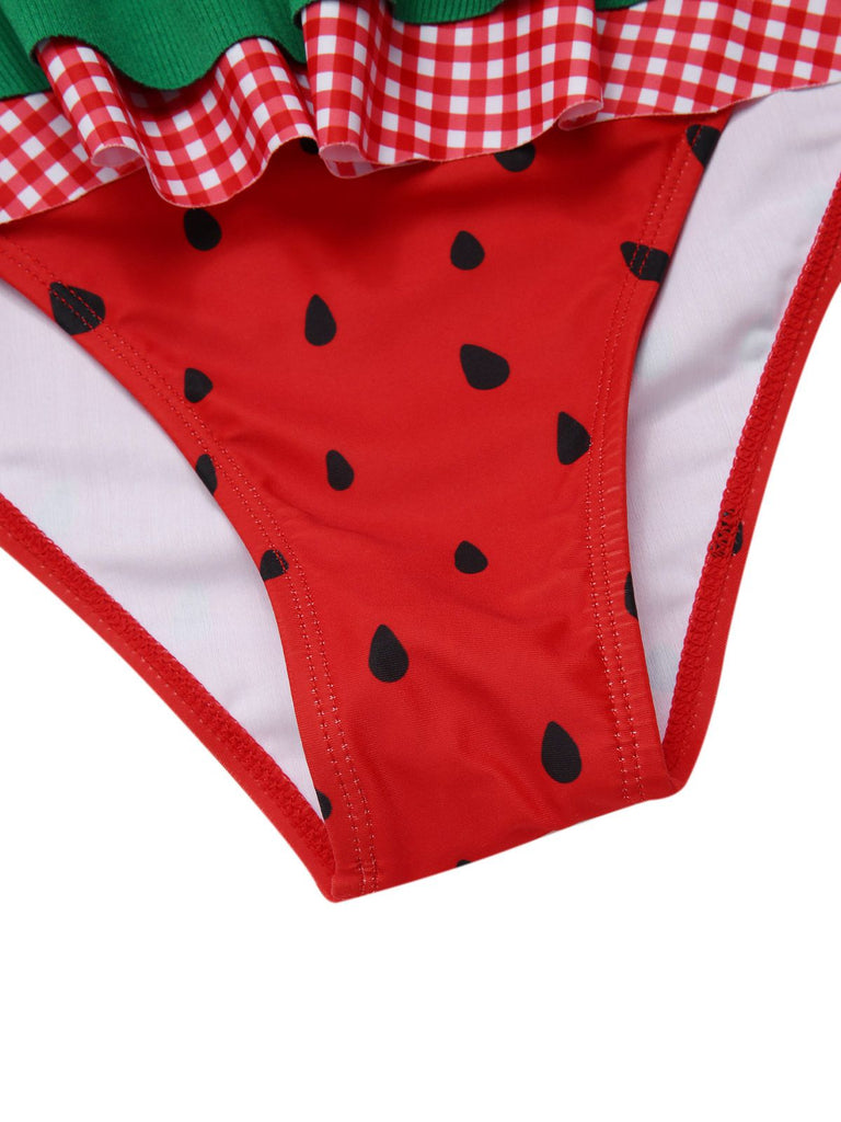 [Prévente] Ensemble bikini rouge à volants pastèque années 1950