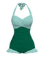 [Prévente] Maillot de bain une pièce dos nu rayé vert des années 1940