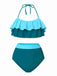 Maillot de bain taille haute à volants et colorblock des années 1940