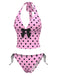 [Prévente] Ensemble bikini dos nu rose à pois et nœud années 1970