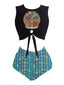 Ensemble Bikini Punk Ceinture à Nouer Tiki à Motifs Années 1980