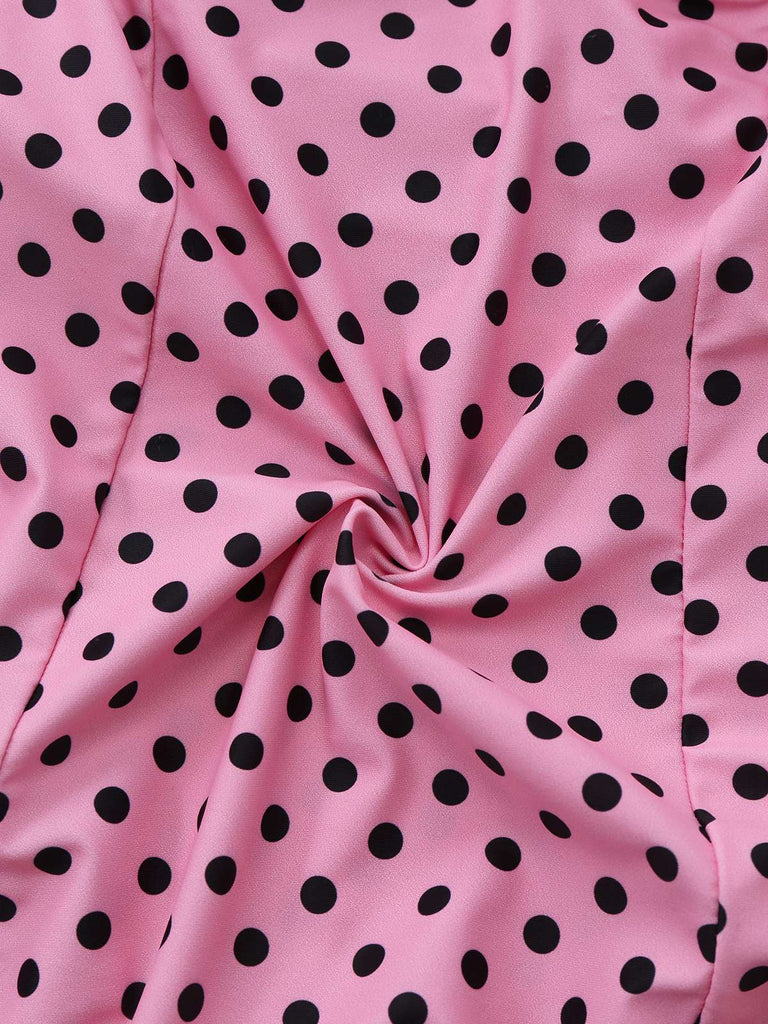 [Prévente] Maillot De Bain Une Pièce Rose Pois Dentelle Années 1960