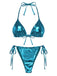 Ensemble bikini métallisé uni à bretelles années 1970