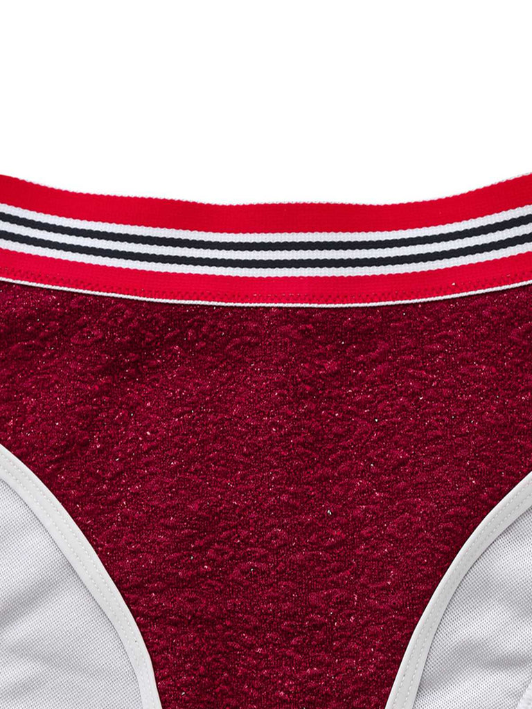 Ensemble Bikini Col Licou Pailleté Rouge Années 80