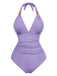 Maillot de bain une pièce froncé à décolleté plongeant en V années 1940
