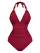 Maillot de bain une pièce froncé à décolleté plongeant en V années 1940