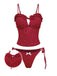 Ensemble tankini rouge à volants brodés années 60
