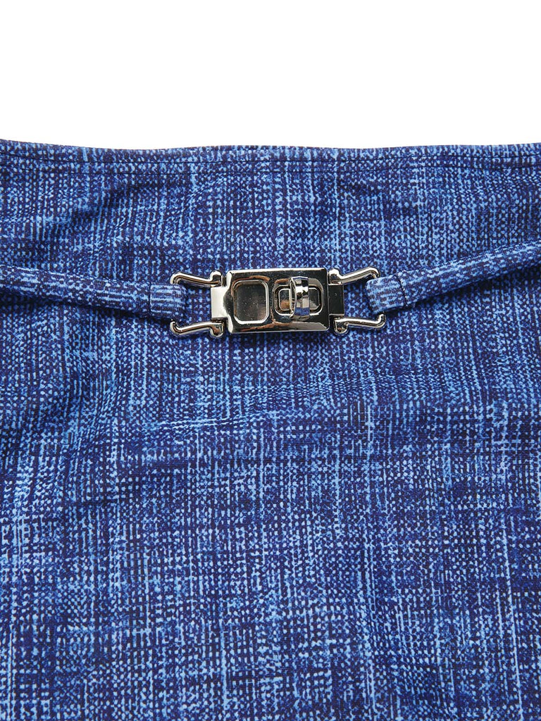 [Prévente] Bikini dentelle lacets col licou faux jean bleu 1940s