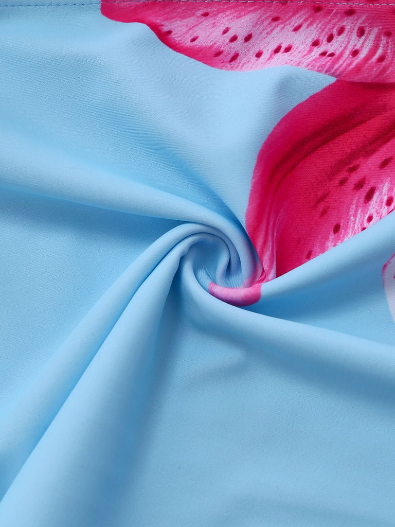 Ensemble tankini à lacets uni à motif floral années 1950