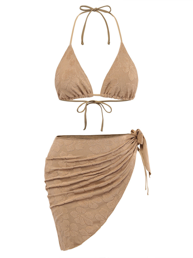 Maillot de Bain & Cache-Maillot Camélia 3D Imprimé Doré Années 70