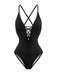 Maillot de Bain 1 Pièce Dos-Nu Croisé Lacé Années 80