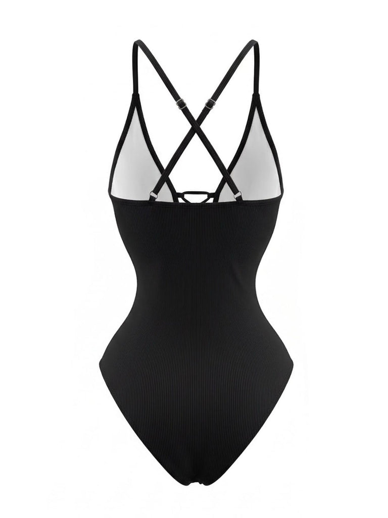 Maillot de Bain 1 Pièce Dos-Nu Croisé Lacé Années 80