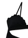 Maillot de Bain 1 Pièce Texturé Ajouré Bordure Festonnée Noir Années 50