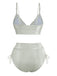 Ensemble bikini taille haute métallisé paillettes années 1970