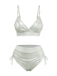 Ensemble bikini taille haute métallisé paillettes années 1970