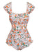 Maillot de Bain Une Pièce à Fleurs Manches Ailettes et Volants Années '50 2