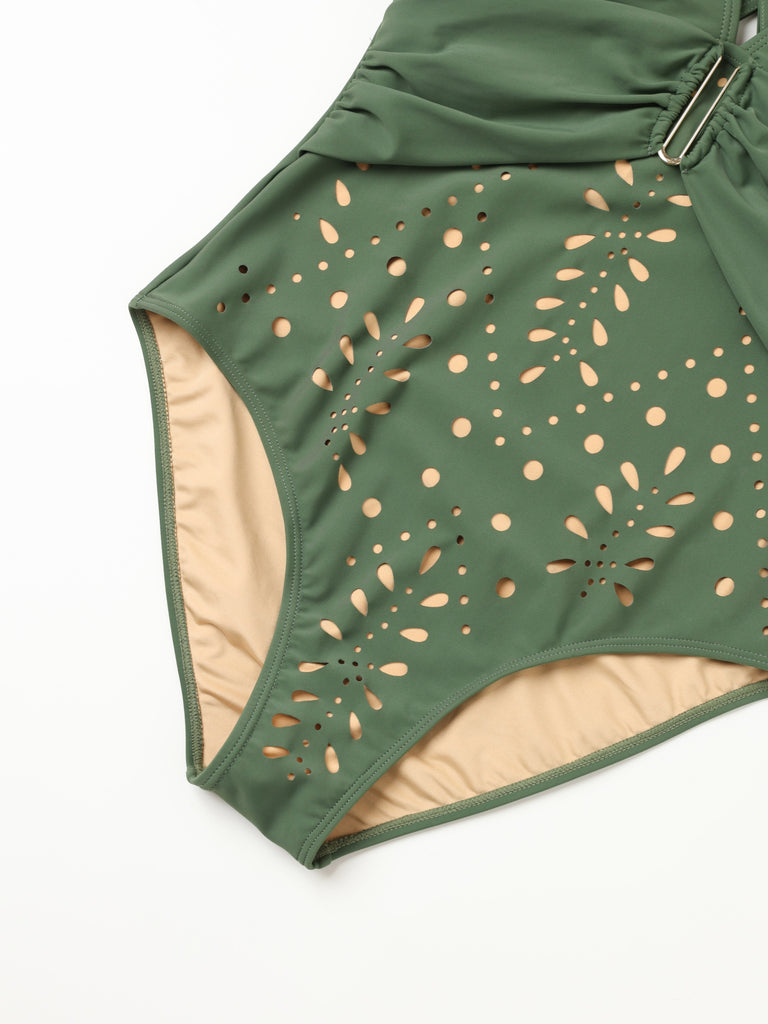 Ajouré Métal Boucle Maillot de Bain Une Pièce Années 1940 8