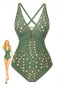 Maillot de bain une pièce boucle métallique années 40