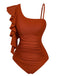 Maillot de Bain Une Pièce à Col Asymétrique et Volants Années '40 2