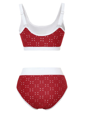 Ensemble tankini taille haute à œillets années 1940