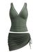 Ensemble Tankini Col V Maille Uni et Jupe Froncée Années 1960 2
